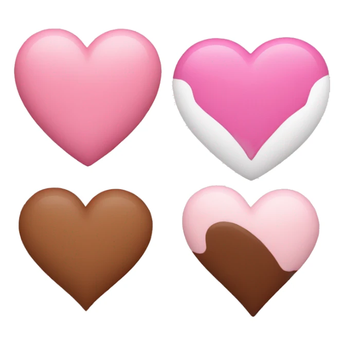 pink heart, brown heart and white heart sticker