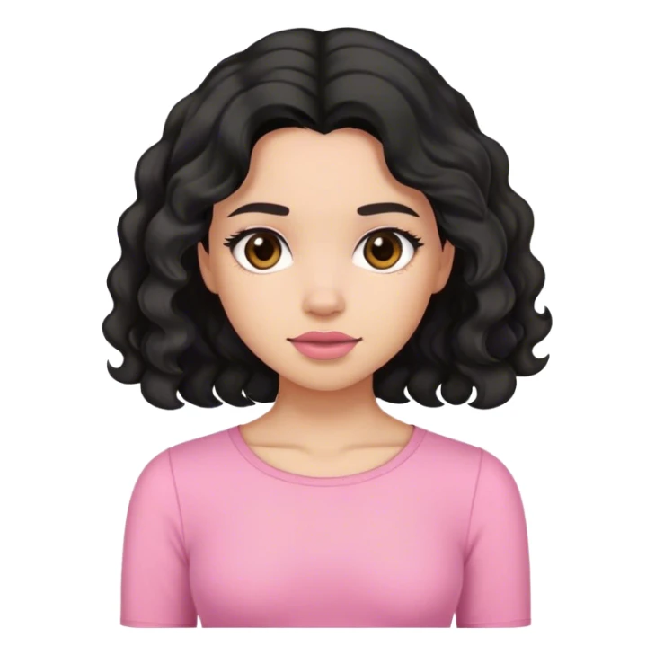 Girl with black wavey hair and pink top sticker