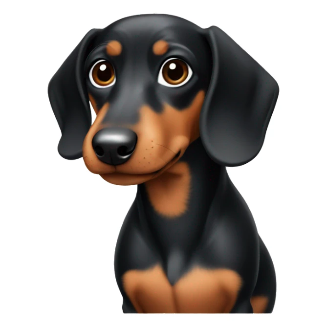Miniature black and tan dachshund with white chest and black spots on chest sticker