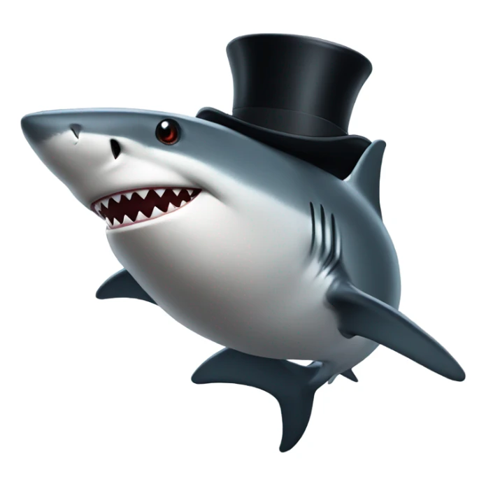 Shark with a top hat sticker