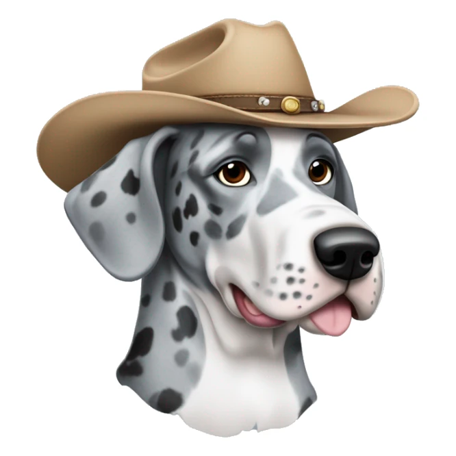 Blue Merle Great Dane wearing a cowboy hat  sticker