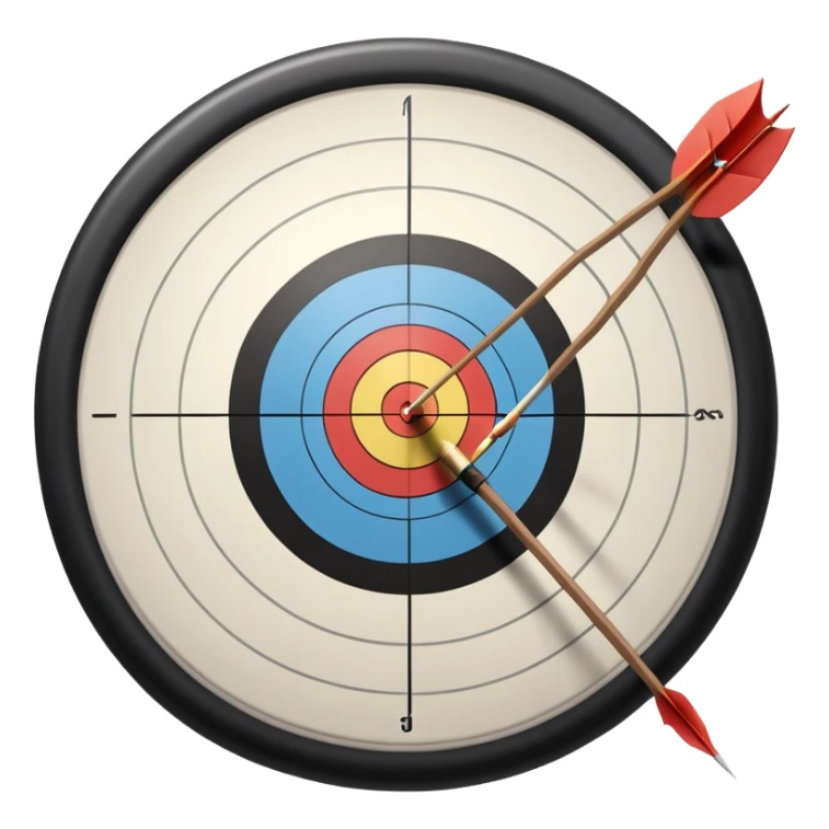 A close-up of a bowstring pulled taut with an arrow aimed at a target. The target's concentric rings are visible in the background, highlighting the focus and precision required for archery. The scene captures the grace and concentration of the sport. sticker