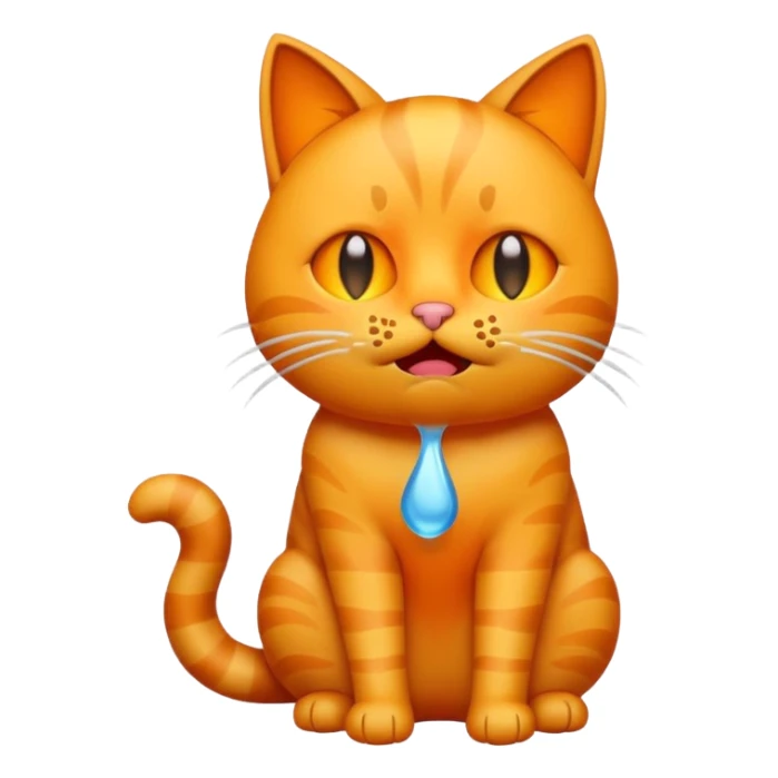 Emoji cat full body hurt and crying orange sticker