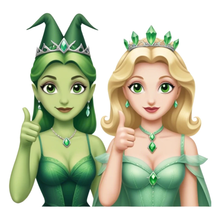 Elephaba and Glinda giving a thumbs up sticker