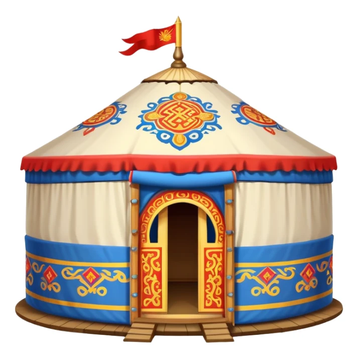 traditional Mongolian ger (yurt) with imperial decorations sticker