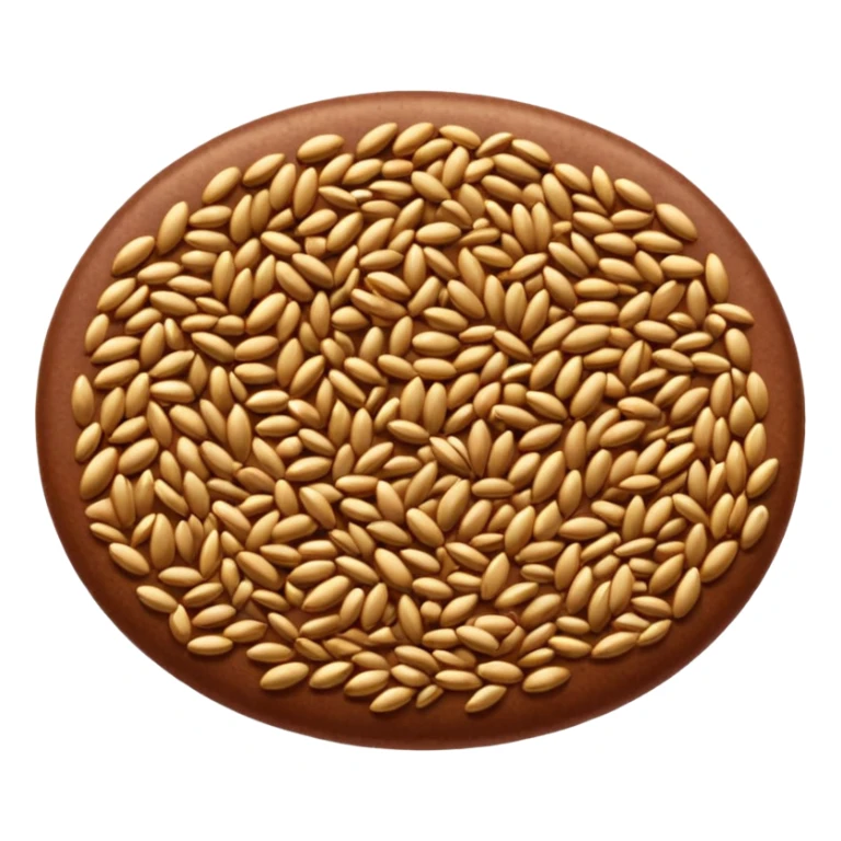 flaxseeds, scatter or pile, smooth oval, reddish-brown, glossy, curved, subtle variation, clean dry firm texture, no bowl spoon packaging or faces, clean 3D, soft shadows, transparent background, emoji scale sticker