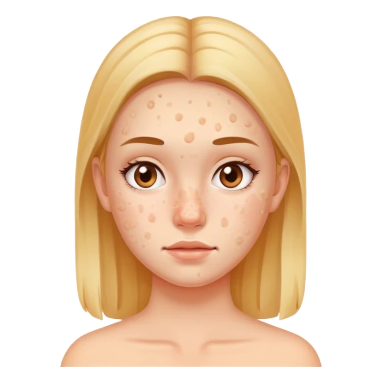 chica con acné en el rostro, fondo liso sticker