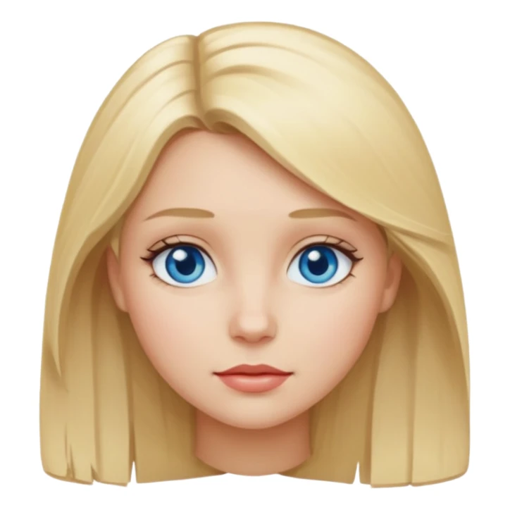 A girl with medium-length blonde hair, blue eyes, small lips.  sticker