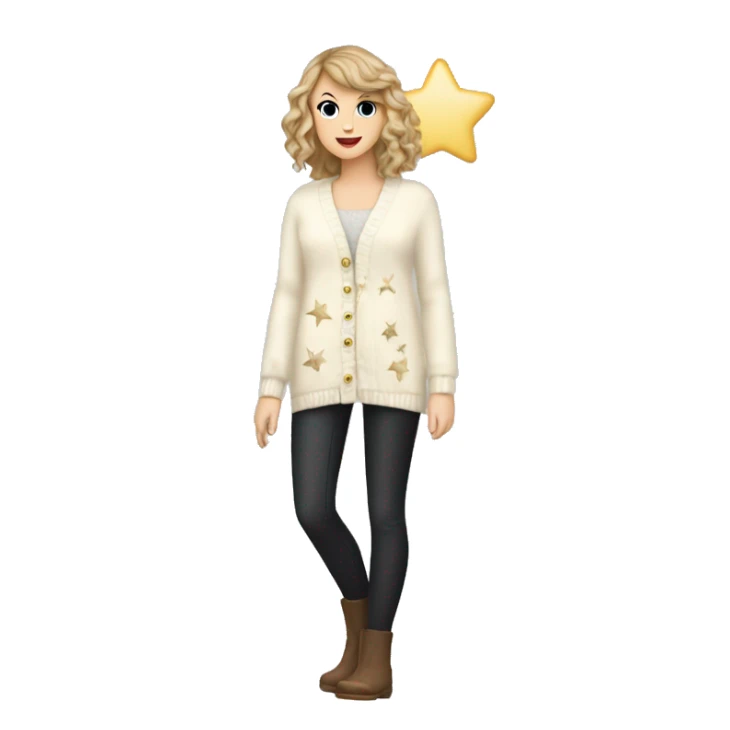 Taylor swift cream cardigan with stars not on anyone remove the person sticker