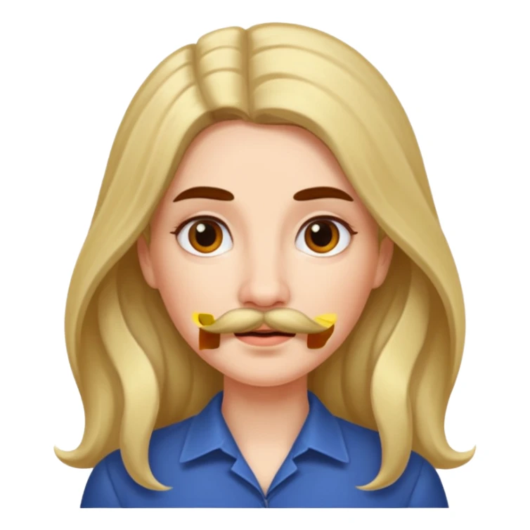Women lomg hair  with mustache sticker