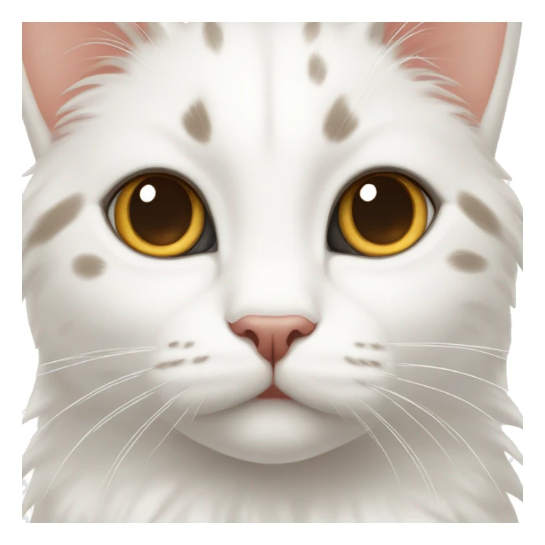 A pure and beautiful white cat has clearly distinguishable brown spots on its head sticker