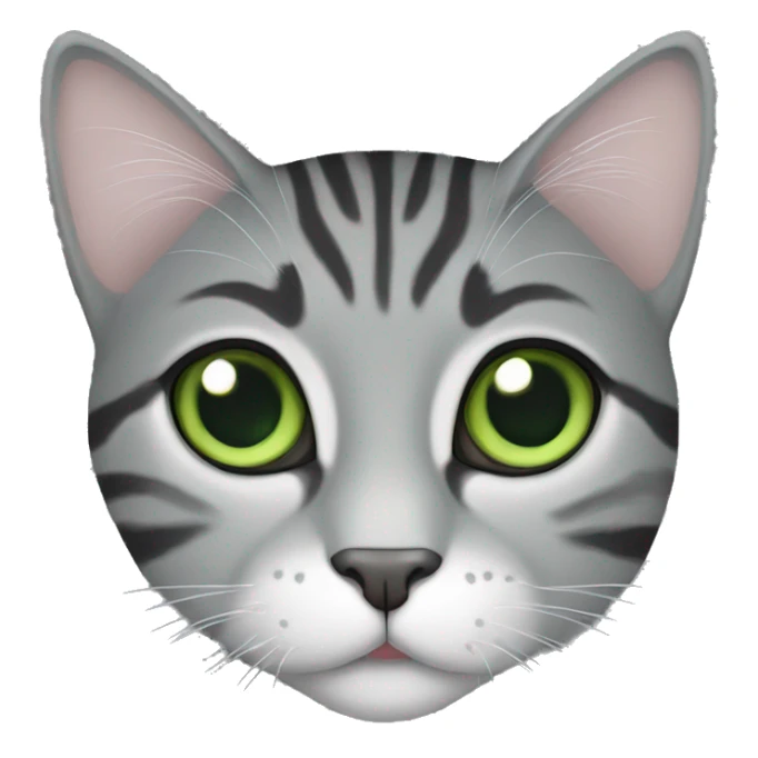 Grey and black tabby cat Green eyes  sticker