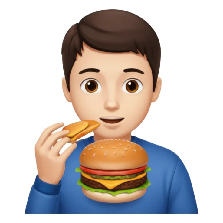 brunette boy eating 6 hamburgers sticker
