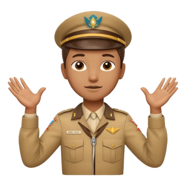 “Emoji-style person in a scout uniform making a balancing gesture with both hands sticker