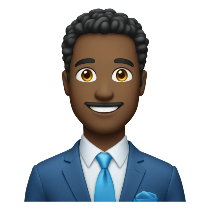 smiling man in blue suit with blue eyes sticker