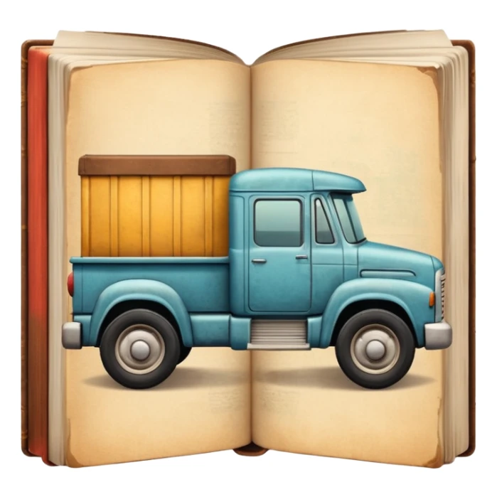 a book with a truck on the cover sticker