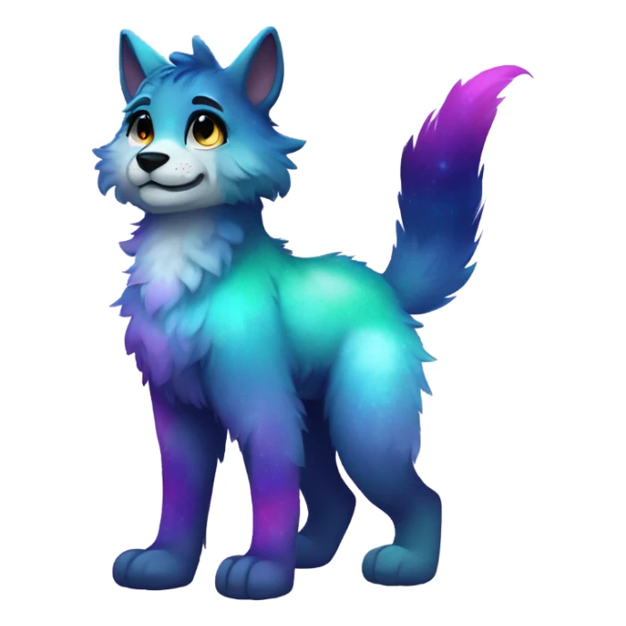 Colorful gradient-Sparkle-nebula-fursona anthropomorphic furry full body sticker