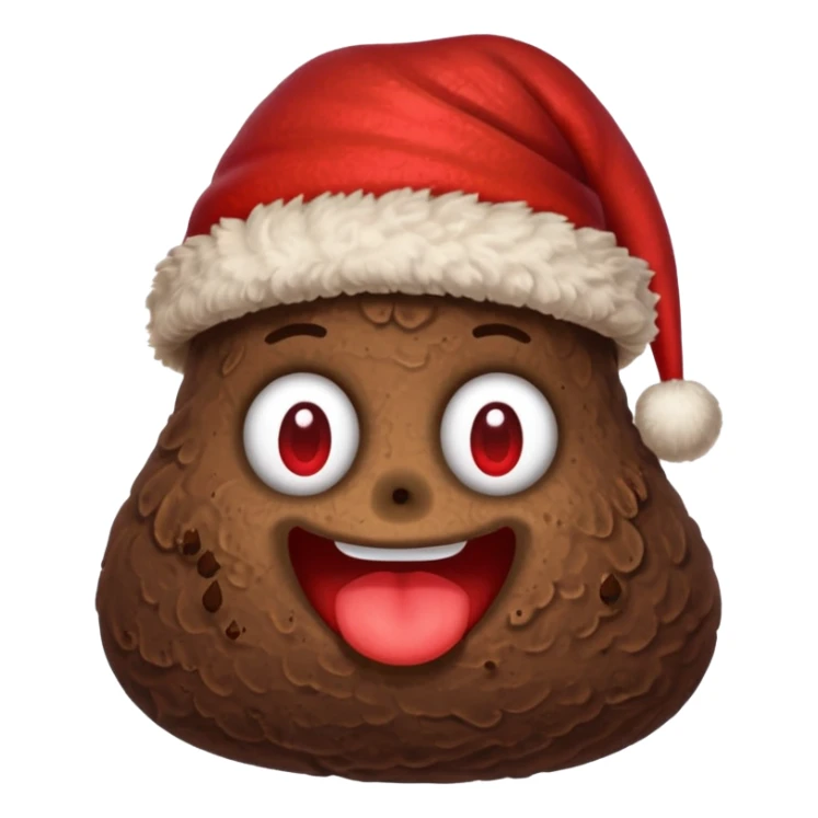 A piece of poop with a Christmas hat on it sticker