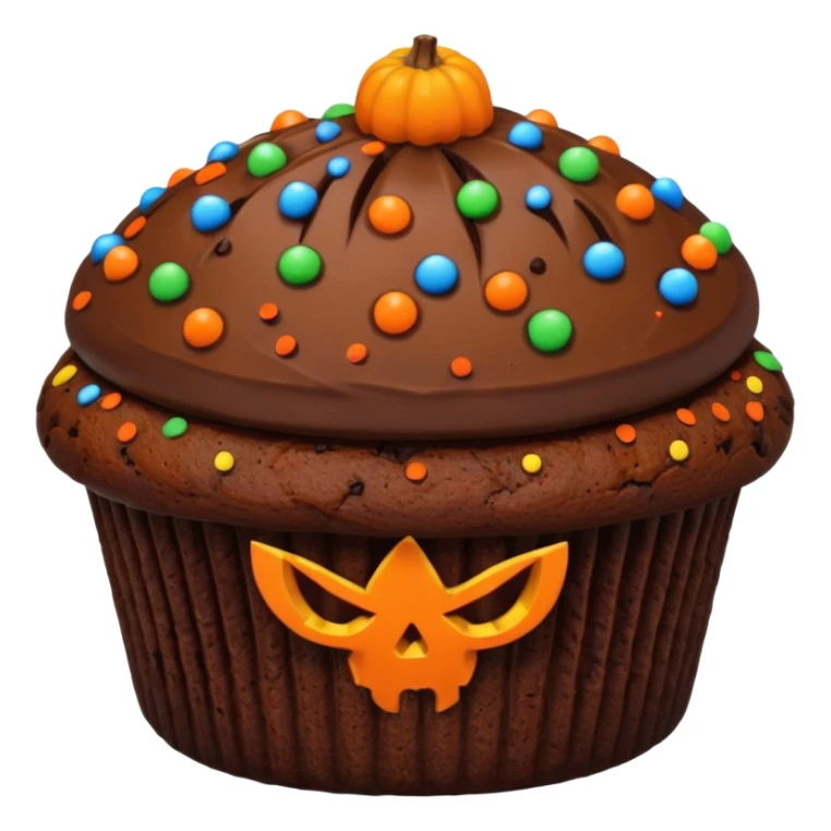 chocolate muffin with halloween decoration on top sticker
