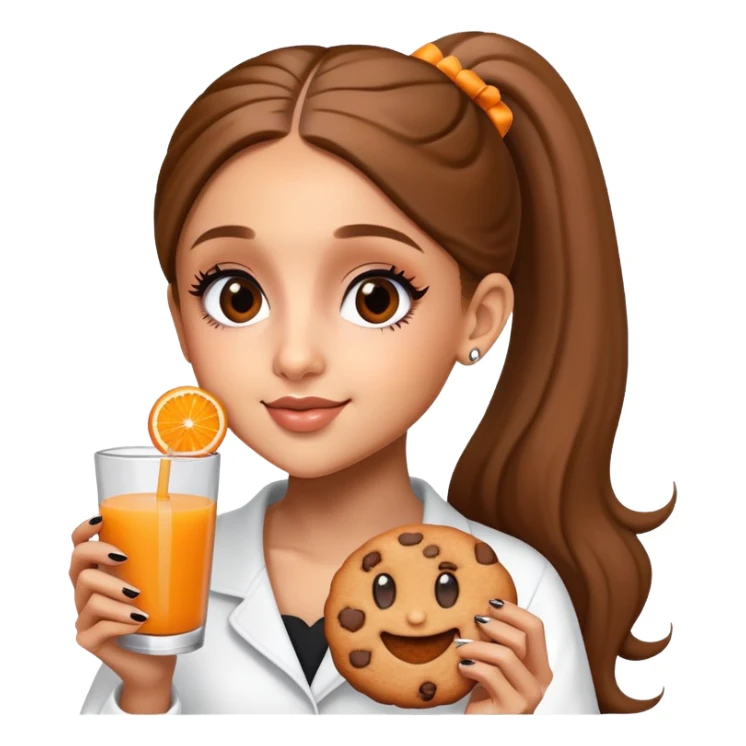 Ariana grande, holding cookie and orange juice  sticker