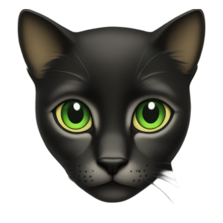 Chat noir poiles long au yeux vert sticker