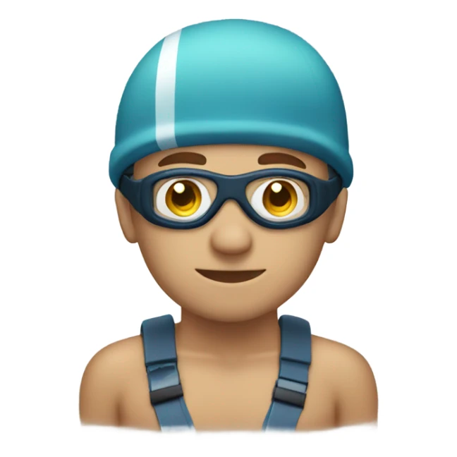 a white man with a swimming cap and goggles in the water sticker