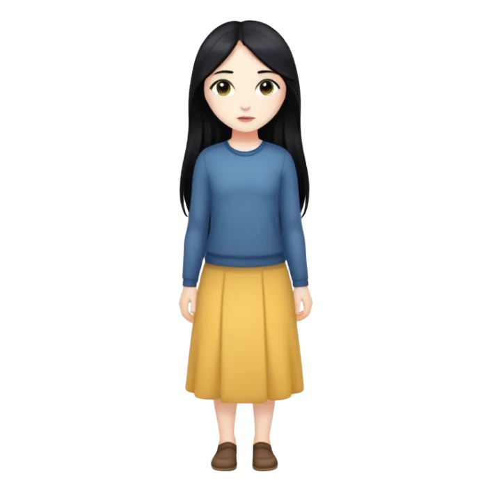Pale girl with long black hair standing sticker