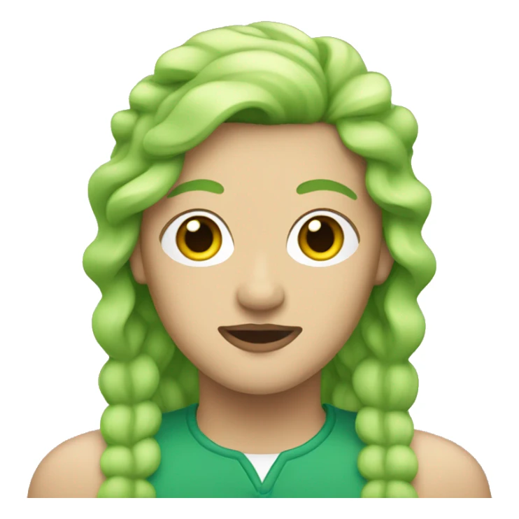 white transgender nonbinary with green mullet and a mustache and makeup sticker