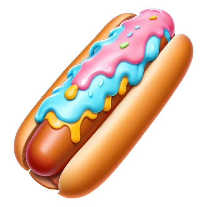 Melting neon ice cream hot dog  sticker