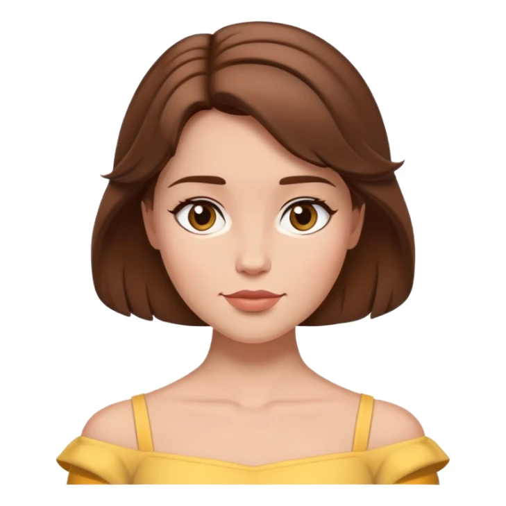 extremely simple belle headshot, shoulders and above only, minimal brown hair, very few details sticker