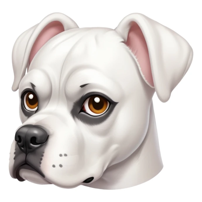 Fully white boxer dog with white ears and fully white body  sticker