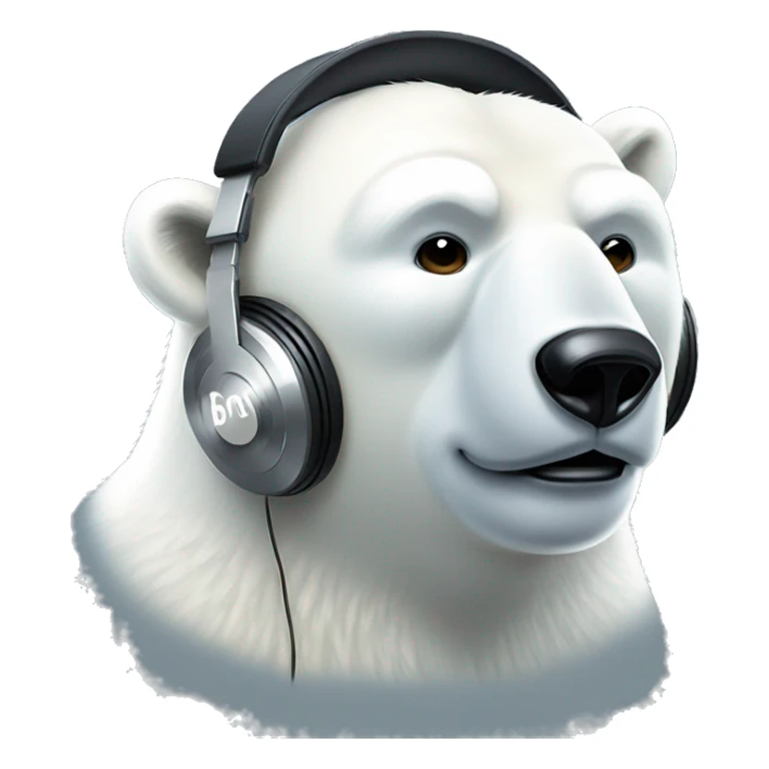 Polar bear with earpods listening music and love it  sticker