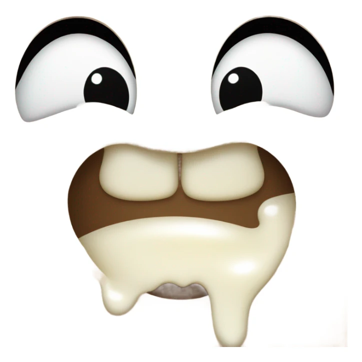 Emoji of a euphoric smiling drooling face with white milk dripping down the face  sticker