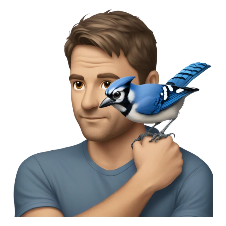 A blue jay on a man’s arm sticker
