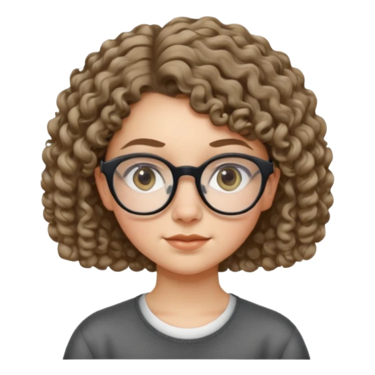studious 14-year-old white girl with big glasses and short curly hair sticker
