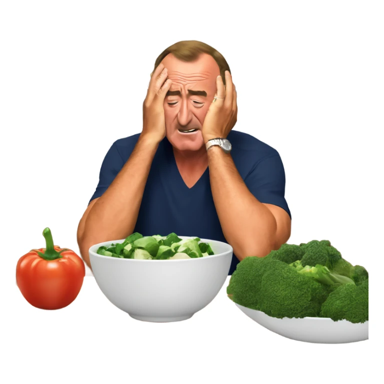 Al Michaels crying next to bowl of vegetables  sticker