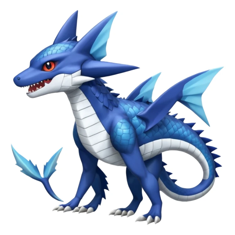 Sergal-Sharpedo-Garchomp-Nargacuga-Silvally-Vaporeon-fusion-hybrid-creature, full body sticker