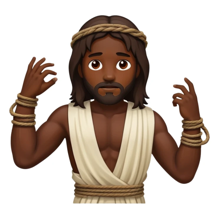 Dark skin Jesus with injuries ropes around his wrist sticker