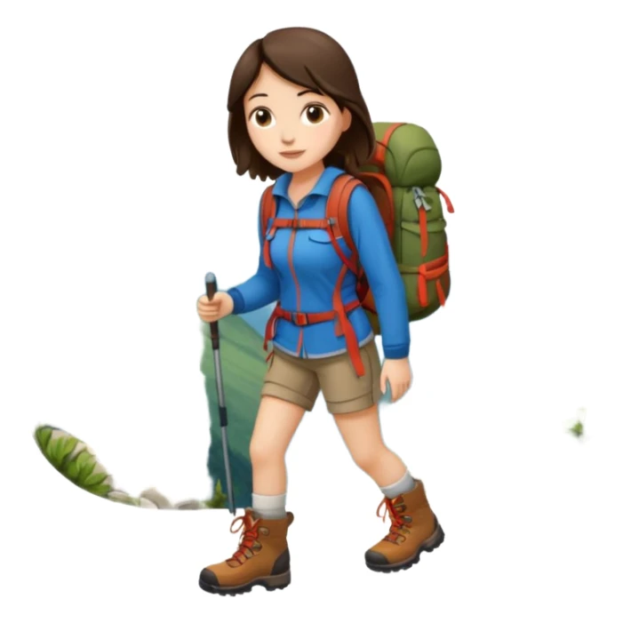 Brunette girl hiking sticker
