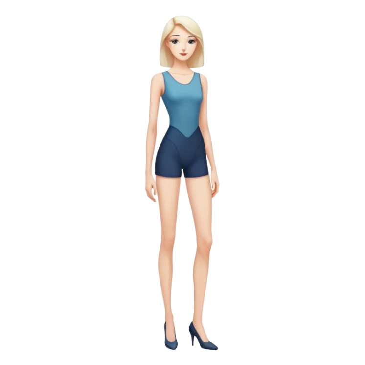 Tall slender woman with elongated arms and legs, sharp angular facial features with high cheekbones and defined jawline sticker