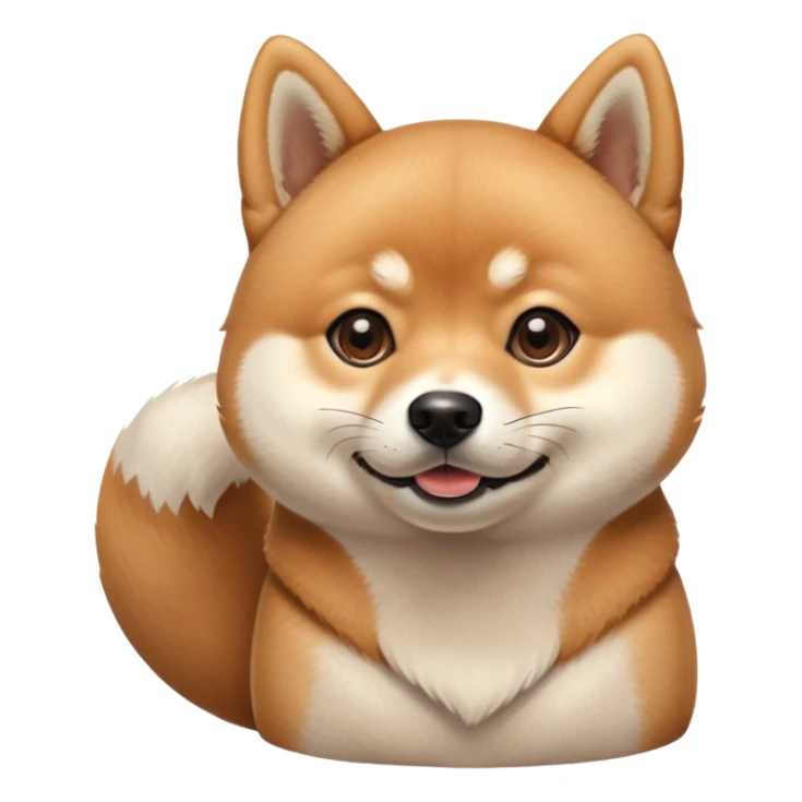 cute Shiba Inu dog with a playful, side-eye expression and a tilted head. The dog has light brown fur, big round eyes, and a soft smirk sticker
