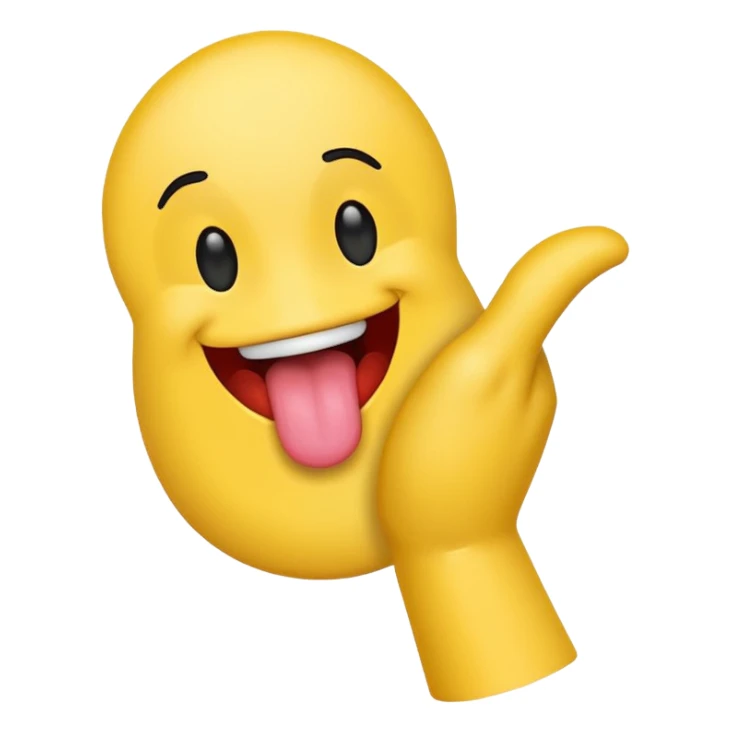 Emoji with its tongue out and hands to the side sticker