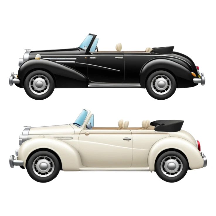 Luxury convertible car with wedding decorations, in profile sticker