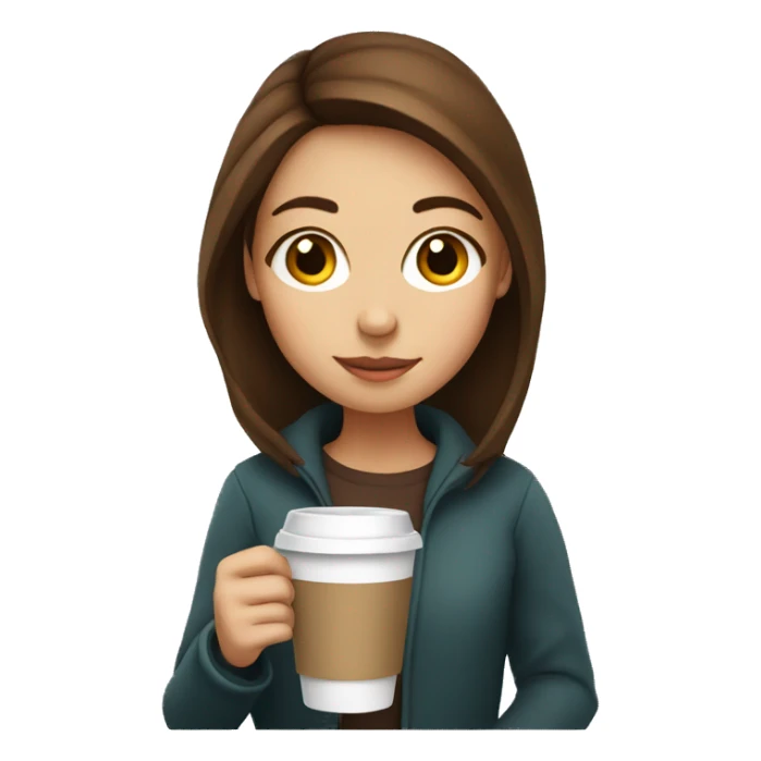girl with brown hair gazing drinking coffee sticker
