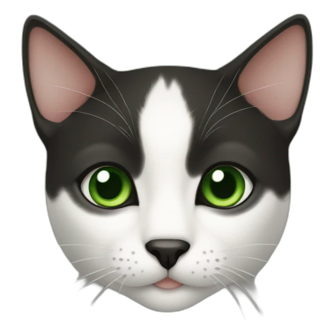 black nose hachiware cat green eyes sticker