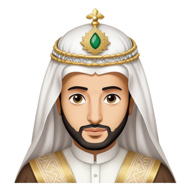 Mohammed bin Salman, Saudi Arabian crown prince, in traditional Saudi attire with white headdress sticker