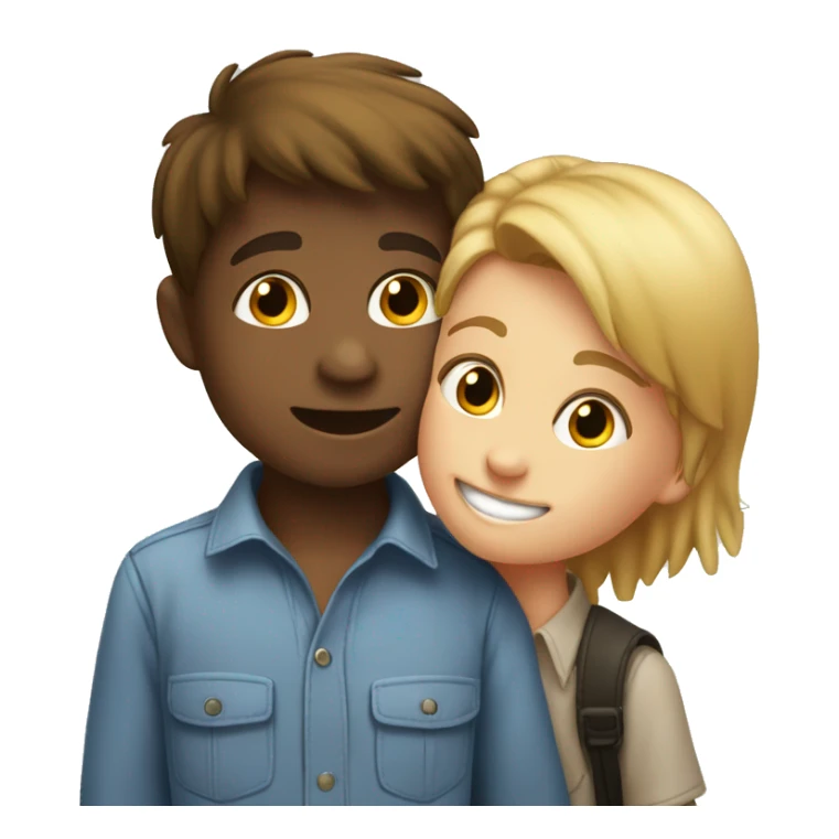 smiling boy in collared shirt kissing a boy  sticker