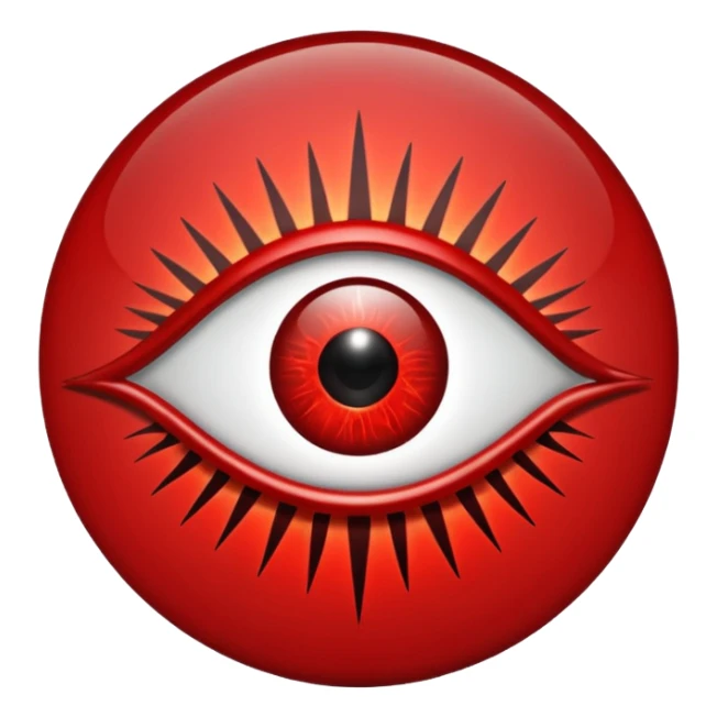 Occult eye symbol glowing red, protective ward, minimal esoteric design sticker