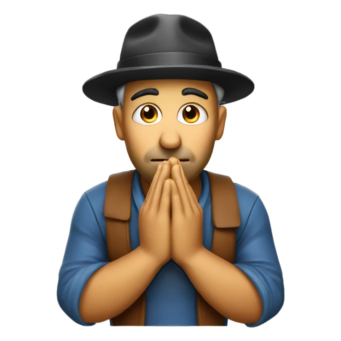 pensive face with drolling and hat praying hands, croatian skin sticker