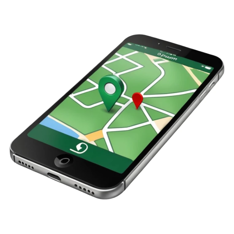 dark green geotag pointing to map on dark green iphone display sticker